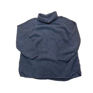 EILEEN FISHER Blue Knit Turtleneck Sweater M M